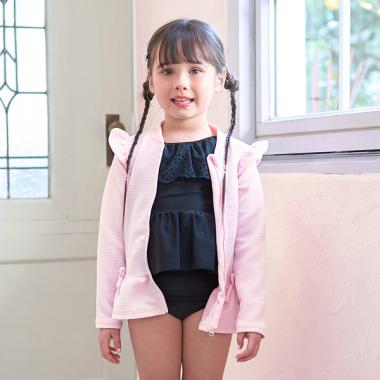 【SWIM】【UV加工】裾フリルフリルジップラッシュガード