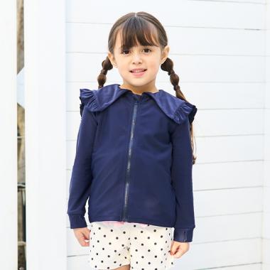 【SWIM】【UV加工】セーラーフリル衿ラッシュガード