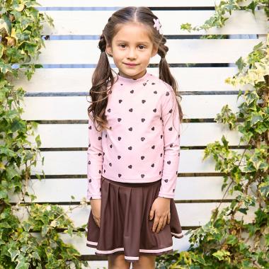 【SWIM】【UV加工】ハート柄ラッシュガード&プリーツスカートセット