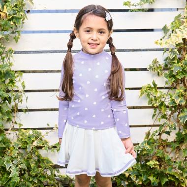 【SWIM】【UV加工】ハート柄ラッシュガード&プリーツスカートセット