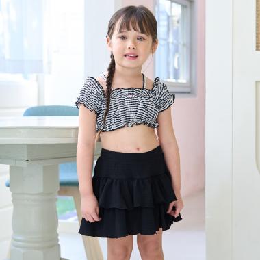 【SWIM】【水着】【UV加工】ギンガムチェックたっぷりギャザーセパレート