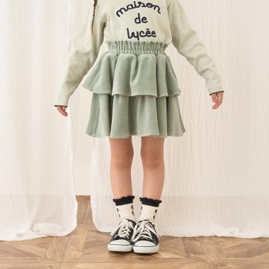 【もっちりベロア】【セットアップ可】ティアードスカート