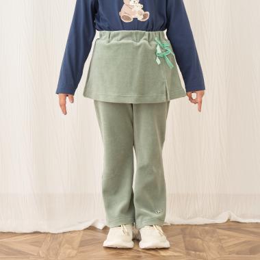 【もっちりベロア】【セットアップ可】スカート付きフレアパンツ