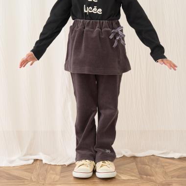 【もっちりベロア】【セットアップ可】スカート付きフレアパンツ