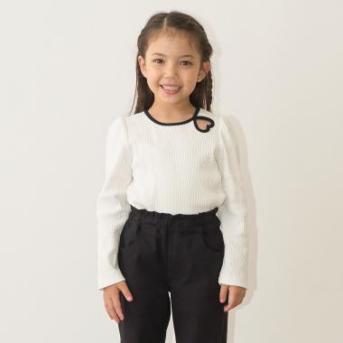 バイカラーハートテレコトップス