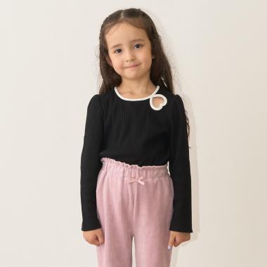 バイカラーハートテレコトップス