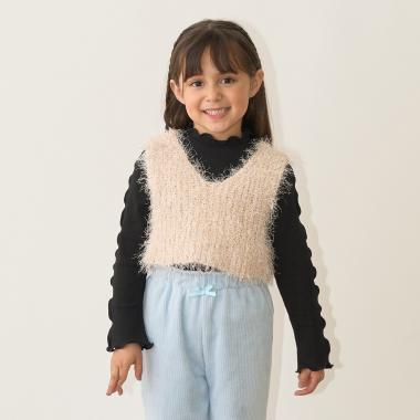 【どちらが前でもOK】ラメフェザーニットベスト