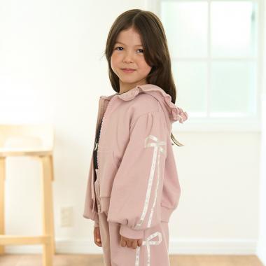 【セットアップ可】【毛玉バイバイ裏毛】リボンラインフルジップパーカ