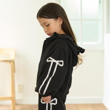 【セットアップ可】【毛玉バイバイ裏毛】リボンラインフルジップパーカ