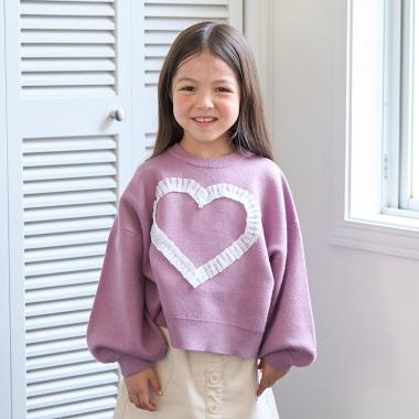 【マシュマロみたいな着心地】【マシンウォッシャブル】ハート・リボンアソートモチーフセーター
