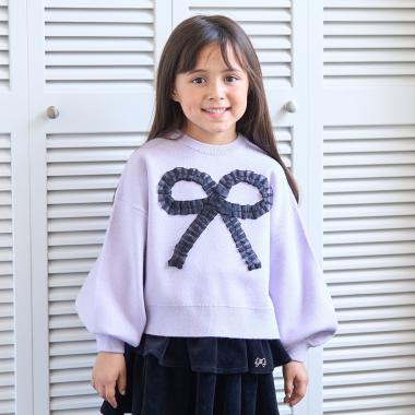 【マシュマロみたいな着心地】【マシンウォッシャブル】ハート・リボンアソートモチーフセーター