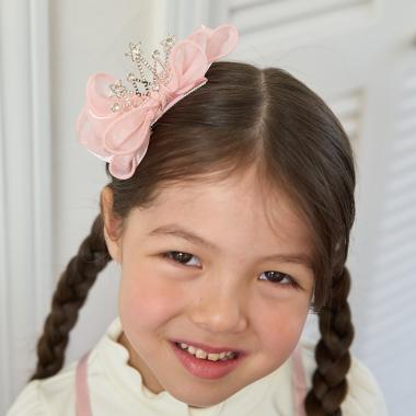 ビッグリボンティアラ付きヘアクリップ