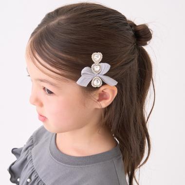 リボン付きキラキラヘアクリップ