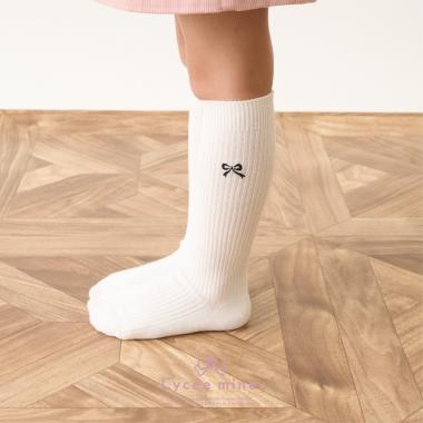 【大好評につき再入荷】【Lycee mine バレエシリーズ】リボン刺しゅうハイソックス