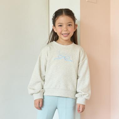 【毛玉バイバイ裏毛】リボン刺しゅうスウェット