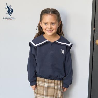 【U.S.POLO ASSN.】ワンポイント刺しゅう衿付きスウェット