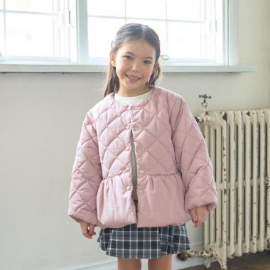 パール付きキルティングペプラムブルゾン