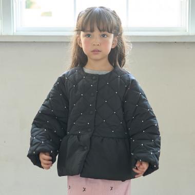 パール付きキルティングペプラムブルゾン