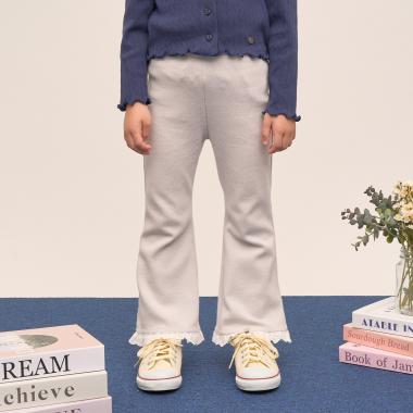 【ともパン】【防汚・速乾】裾チェリーレースフレアパンツ