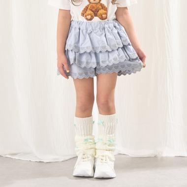 ハート刺しゅうスカラップティアードスカパン