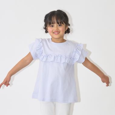 【綿100％】【速乾・UV・型崩れしない】【どちらが前でもOK】フリルAラインチュニックTシャツ