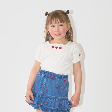 スクエアネックパフスリーブアソート刺しゅうトップス