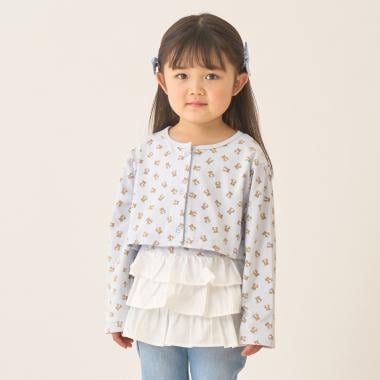 【速乾・UV・型崩れしない】アソート総柄ミニ丈カーディガン・フリルキャミセット【Lycee mine バレエシリーズ】