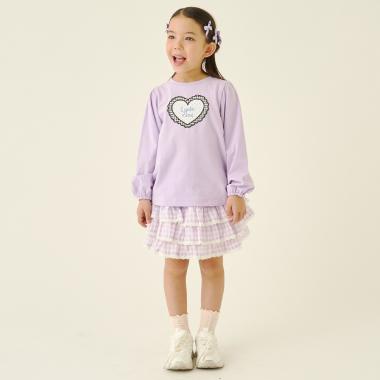 【速乾・UV・型崩れしない】ハートプリントふわっとパフスリーブTシャツ【Lycee mine バレエシリーズ】