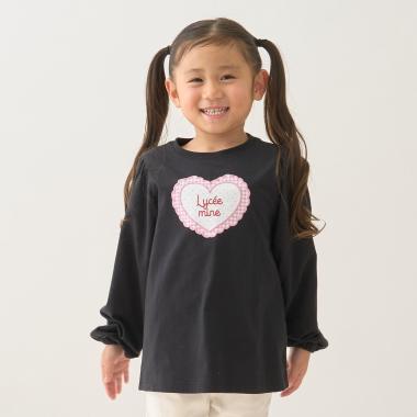 【速乾・UV・型崩れしない】ハートプリントふわっとパフスリーブTシャツ【Lycee mine バレエシリーズ】