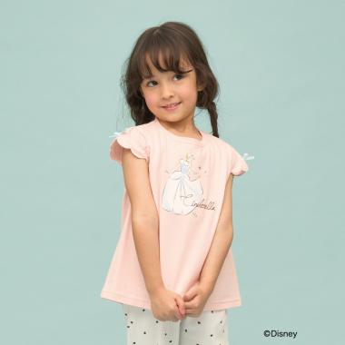 【綿100％】 【Disney】【速乾・UV・型崩れしない】スカラップスリーブアソート転写プリントTシャツ