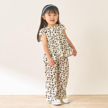 【セットアップ】アソート総柄ティアードブラウス・スカラップパンツセット