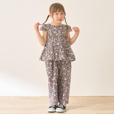 【セットアップ】アソート総柄ティアードブラウス・スカラップパンツセット