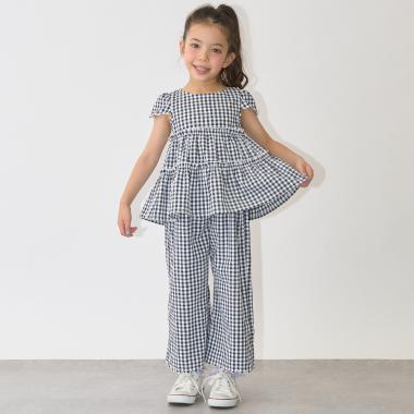 【セットアップ】アソート総柄ティアードブラウス・スカラップパンツセット