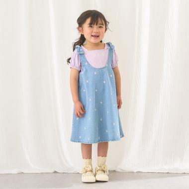 【ともデニ】アソート刺しゅう総柄フレアワンピース