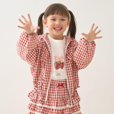 【UV加工】ギンガムチェックフリルブルゾン【Lycee mineバレエシリーズ】