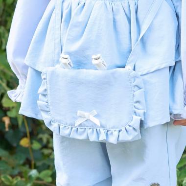 【スクール対応】【撥水・防汚・耐久・UV】リボン付きフリル移動ポケット