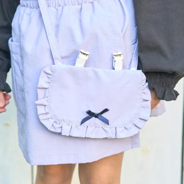 【スクール対応】【撥水・防汚・耐久・UV】リボン付きフリル移動ポケット