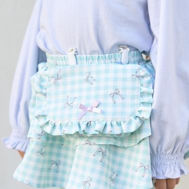 【スクール対応】【撥水・防汚・耐久・UV】リボン付きフリル移動ポケット