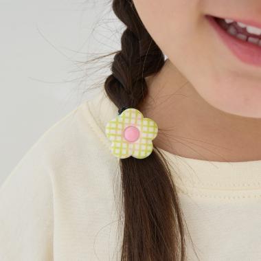 チェックフラワーヘアゴム(2コセット)