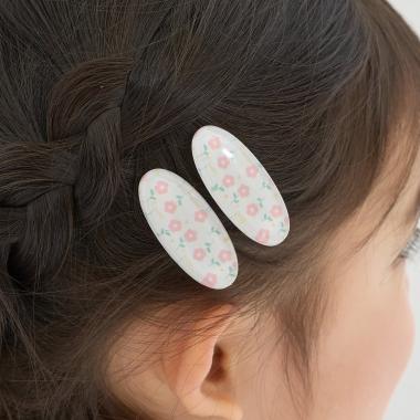フラワー総柄ヘアクリップ(2コセット)