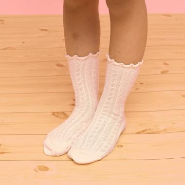 柄編みクルーソックス