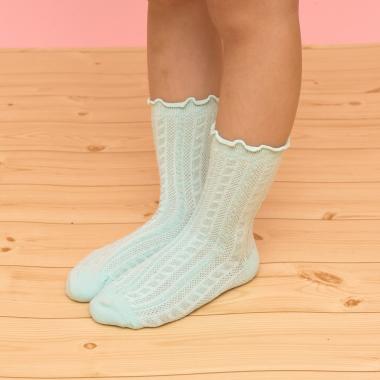 柄編みクルーソックス