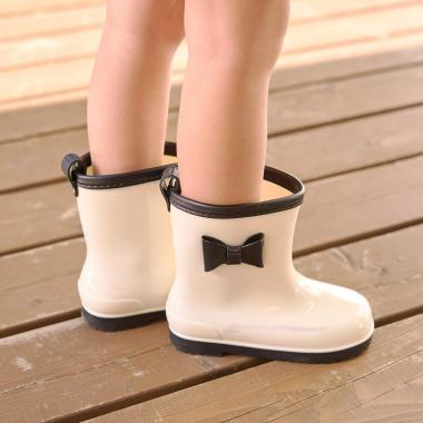 リボン付バイカラーレインブーツ
