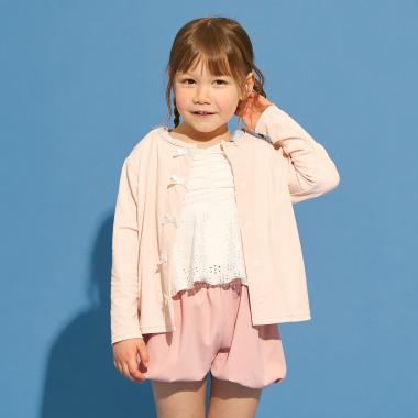 【SWIM】【UVカット】リボン付きカーディガン型ラッシュガード