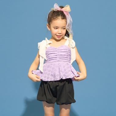 【SWIM】【UVカット】レーストップス・バルーンパンツセパレート水着