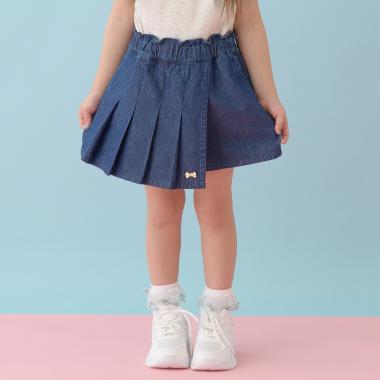 フロントプリーツハートポケットデニムスカパン