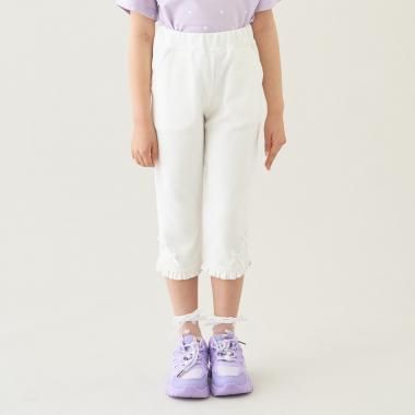 【ともパン】【防汚・UV・接触冷感】裾ラウンドフリル７分丈カプリパンツ