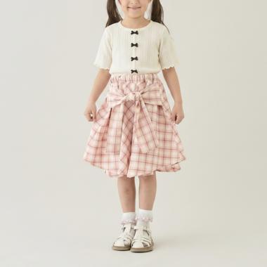 【安心/インパン付き】【たっぷりギャザー】シャツ風チェックスカート(インパン付き)【子供服】【キッズ】【女の子】