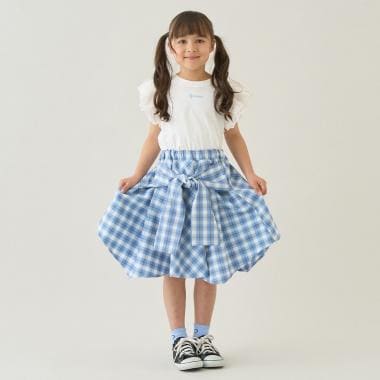 【安心/インパン付き】【たっぷりギャザー】シャツ風チェックスカート(インパン付き)【子供服】【キッズ】【女の子】