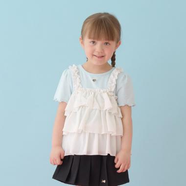 【どちらが前でもOK】【UVカット・接触冷感】ティアードキャミドッキングTシャツ